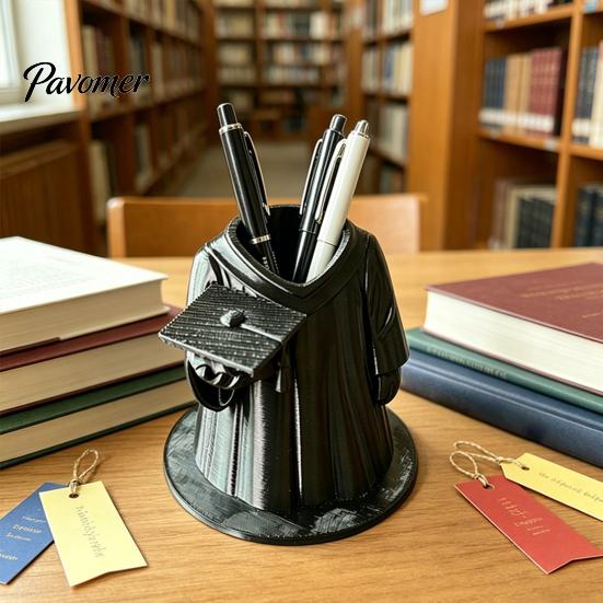 Creative Pen Holder Design Graduation Gown Holder, 3D Printed Grad Pencil Cup, Office Desktop Teacher Gift Organizer for Pens, Makeup Brushes,