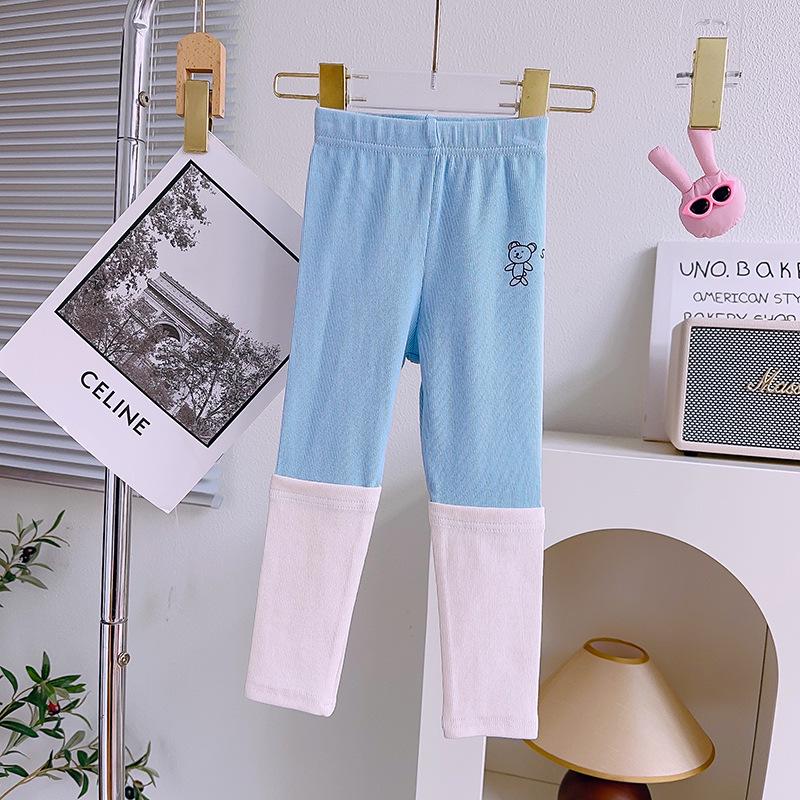 

Girls Stretch Pants with Cute Bear Splice, Korean Style Leggings for Spring & Autumn (Model ACA122) Size 140