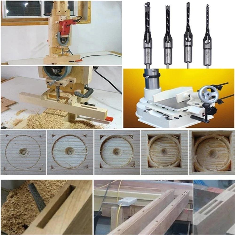 Square Hole Drill Bit Angle Hole Opener Woodworking Drill Bits Set High Speed Steel Hole Saw Cutter Tool