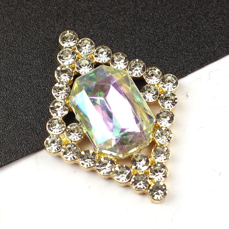 5Pcs 22*30Mm Shiny Rhinestone Rhombus Alloy Accessories Diy Jewelry Accessories Decoration