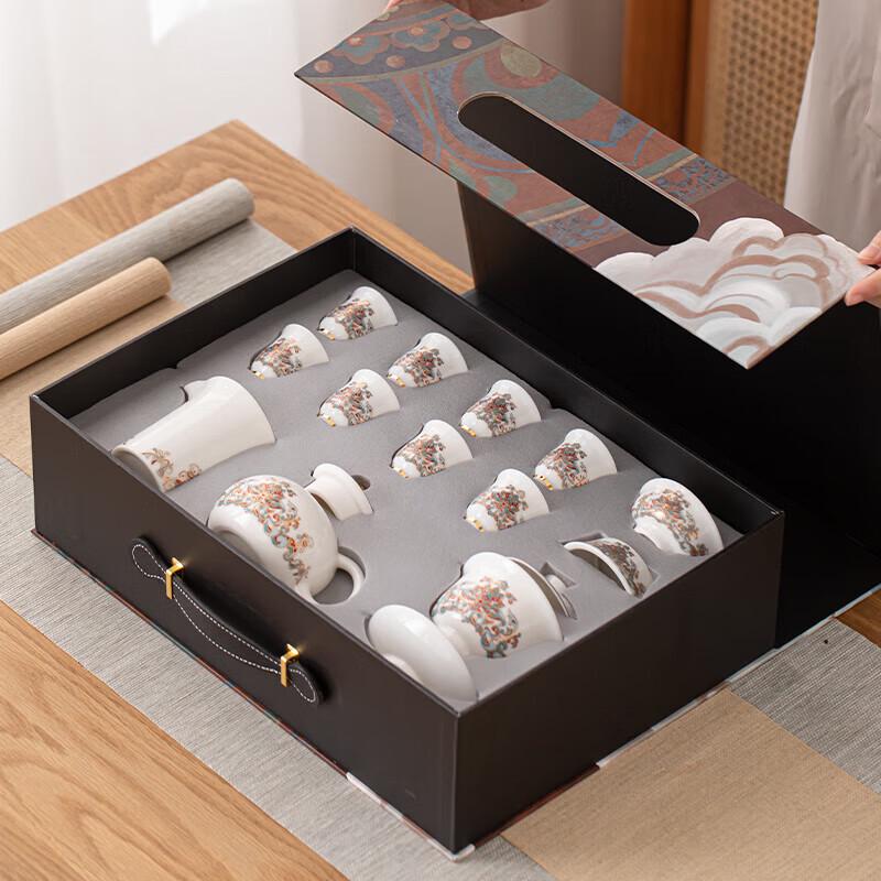 Dunhuang Auspicious Flower Ceramic Tea Set Gift Box
