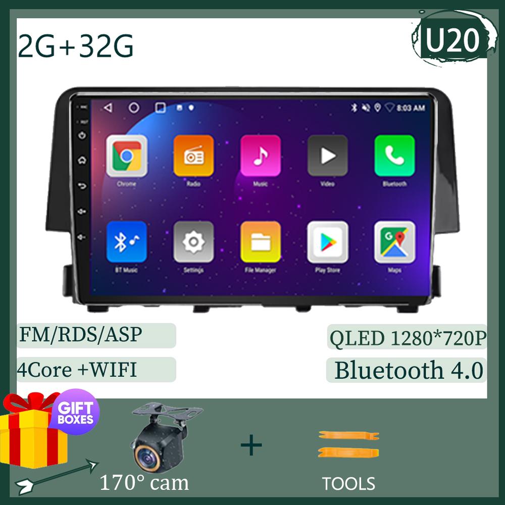 Android 14 For Honda Civic 10th 2016-2021 Multimedia Car GPS Player Navigation Radio Stereo 5G  BT NO 2DIN DVD WIFI HDR Screen