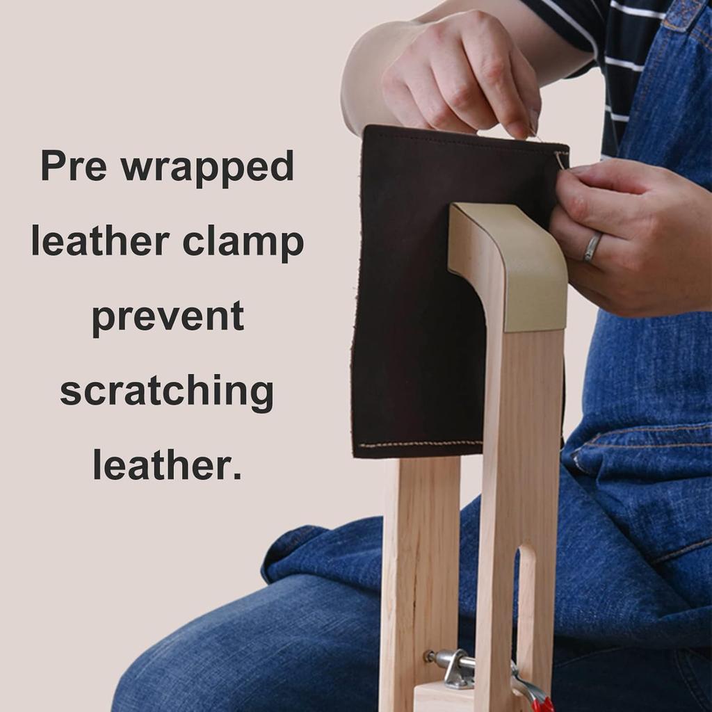 Tosnail Wood Leather Craft Hand Stitching Pony Horse Leather Clamp with Pre Wrapped Leather Clamp