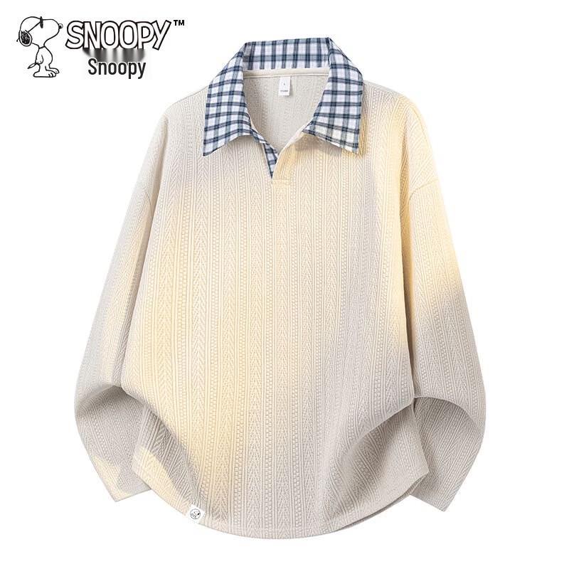 SNOOPY Felpa a maniche lunghe polo finta due pezzi da uomo