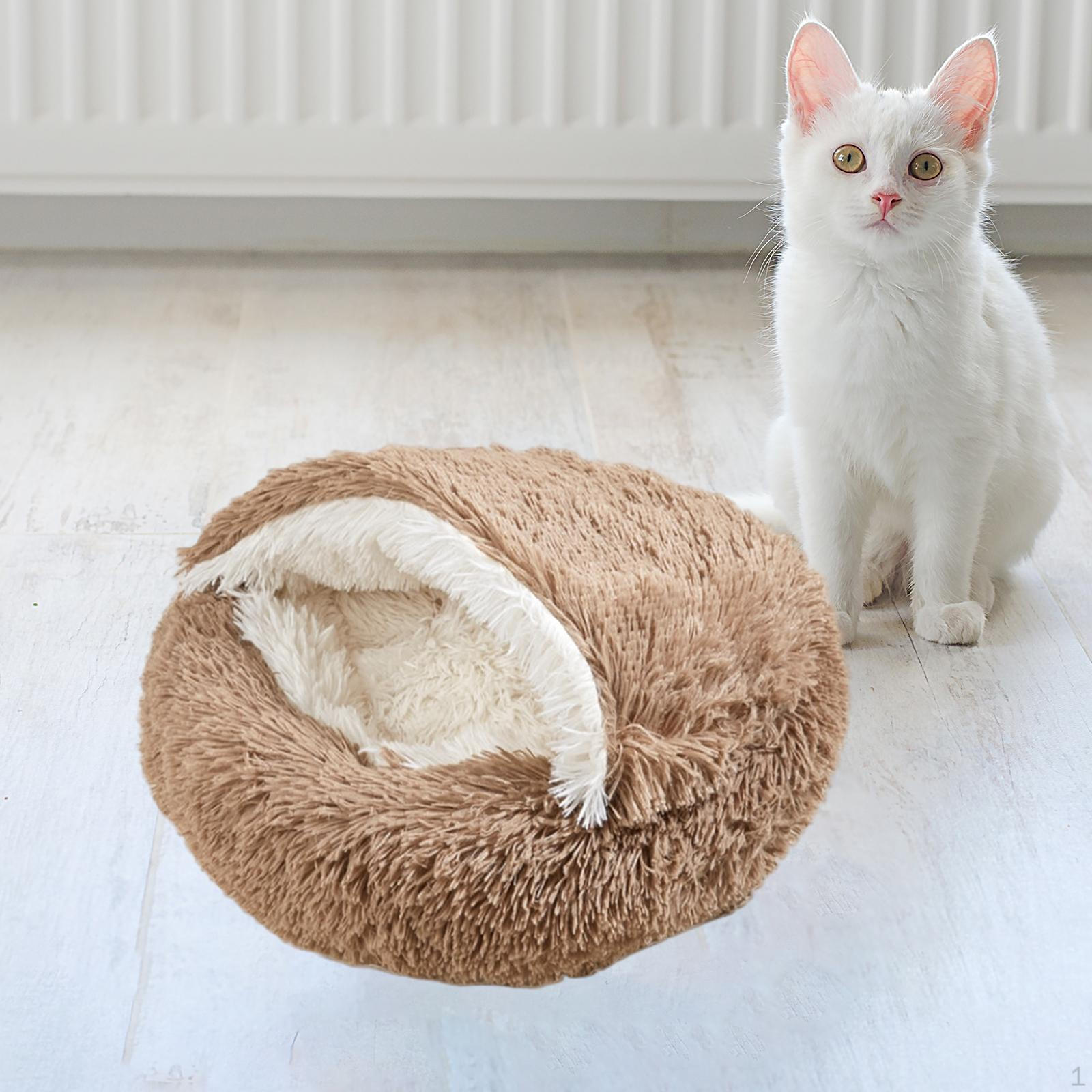 

Cat Bed Nest Warm Cushion Hooded House Puppy for Pet Supplies Kitty коричневий