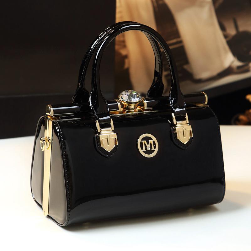 2024 Women's Rhinestone Clip Shoulder & Hand Bag – Stylish Pillow Shape In Bright Leather