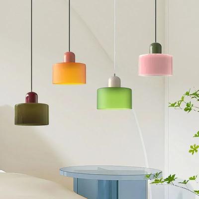 Vintage Design Colored Glass Pendant Light Nordic Luxury Restaurant Home Decoration Pink Orange Green White Pendant Light