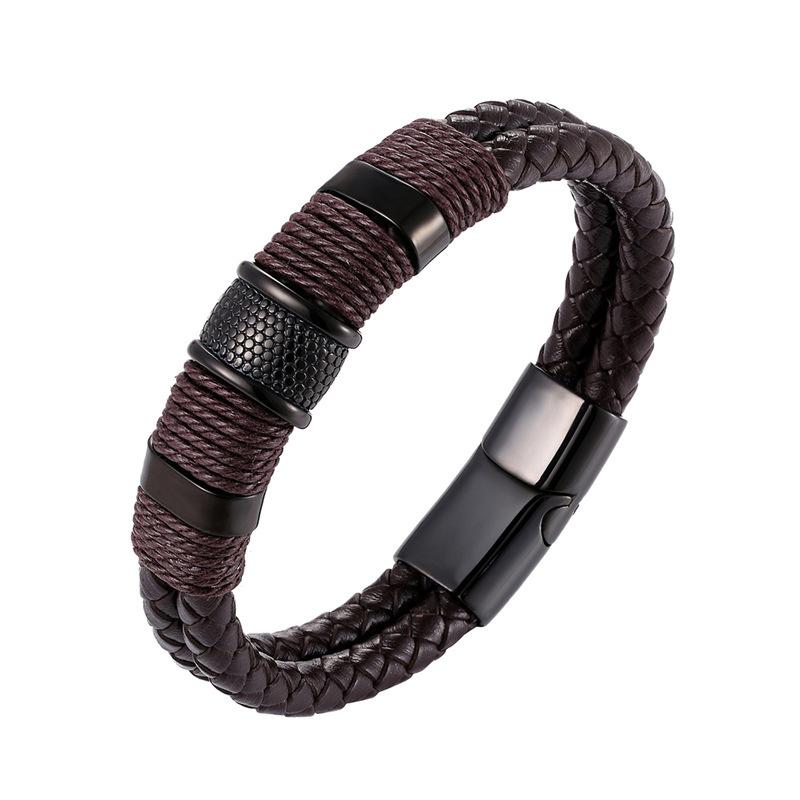 2026 Leather Double-layer Bracelet, Valentine's Day Gift for Boyfriend, Men's Versatile Woven Personalized Jewelry
