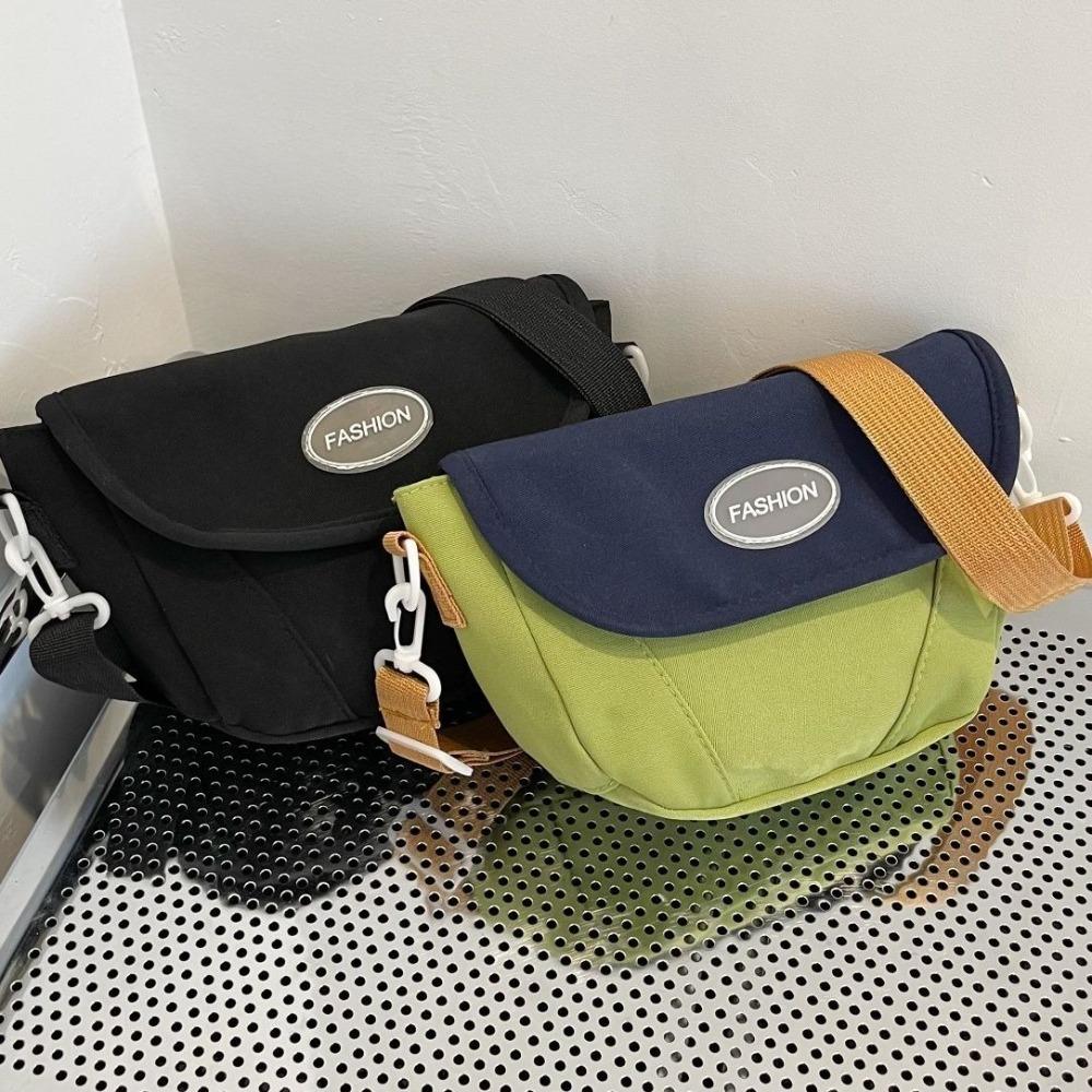 Solid Color Canvas Crossbody Bag Korean Style Dumplings Bag Portable Sports Shoulder Bag Student