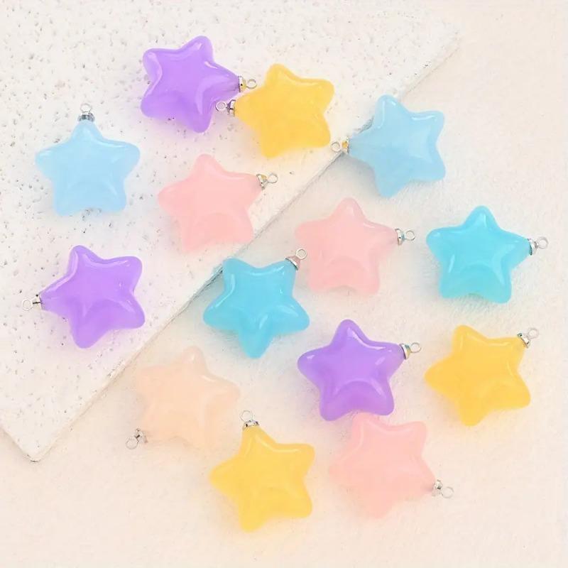 

Acrylic Star Charms Colorful Translucent Pendants for DIY Jewelry Keychain Bag Decor 10pcs різнокольоровий