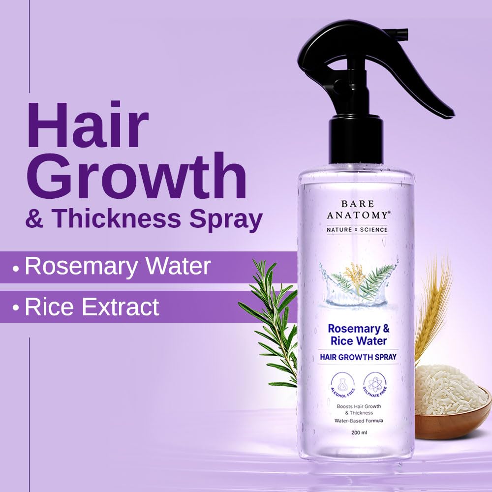 Bare Anatomy Nature X Science Rosmarinwasser-Spray für Haarwachstum & Dicke mit Reiswasser 200ml + Anti-Haarausfall-Shampoo für 5x weniger Haarausfall