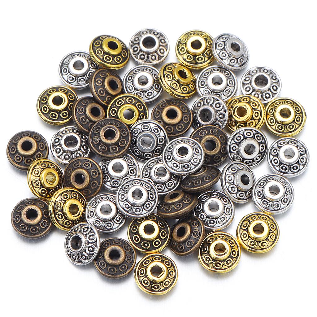 50 Stück/Los 6,5x3,5mm Vintage Legierung Abstandshalter Perlen Metallperlen Lose Perlen Für Schmuckherstellung DIY Armband Halskette Zubehör
