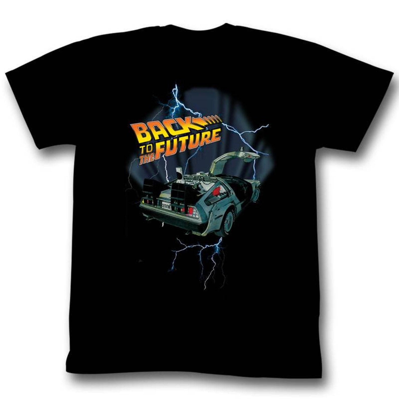 Back to the Future Lightning Car Black Adult T-Shirt 3XL