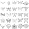 6pcs/Lot Insect Pendant Silver Color Stainless Steel Butterfly Charms For Jewelry Making Supplies DIY Necklace Earrings Pendants