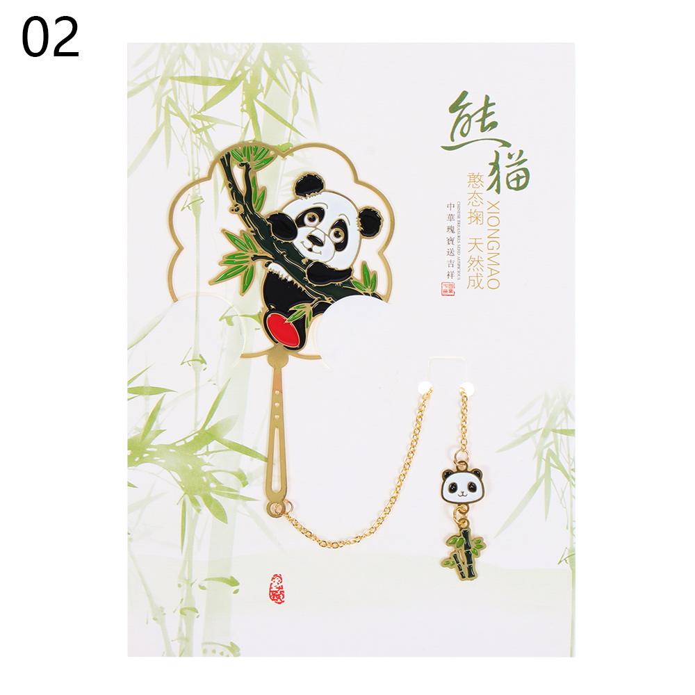 Chinesischer Stil Metall Retro Panda Lesezeichen Metall Anhänger Hohl Buchclip Quaste Seitenmarkierung Schreibwaren Geschenk Schulbedarf