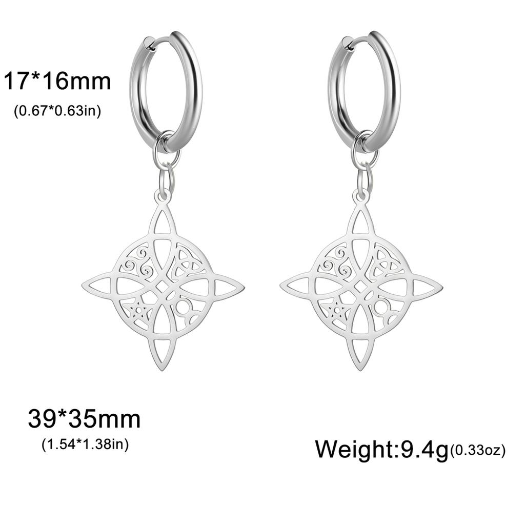EUEAVAN Witch Knot Drop Earrings Stainless Steel Triskelion Tetragrammaton Pentagram Dangle Earrings Women Amulet Jewelry Gift