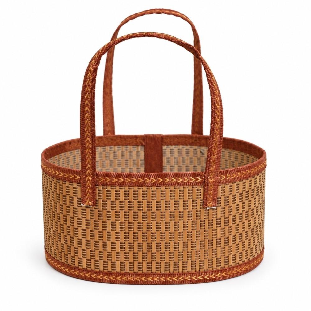 Handwoven Picnic Basket Portable Handles Woven Storage Basket New Bamboo Basket  Home Storage