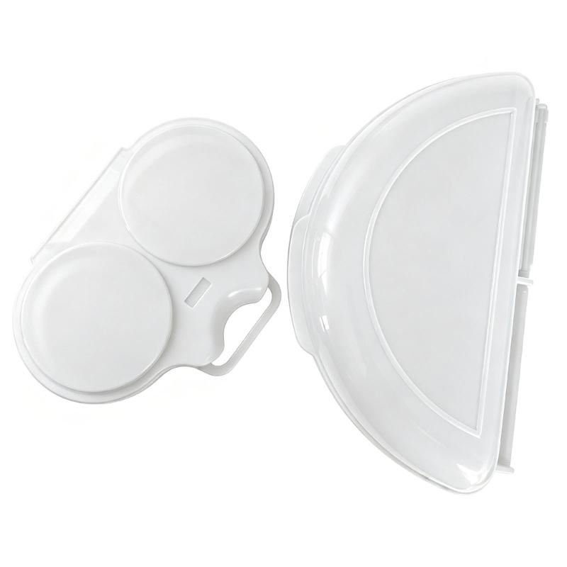 Microwave Eggs Cooker Set with Two-Well Poaching Tray, Lidded Eggs Maker, and Polypropylene Molded Construction for Eggs Dishes