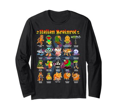 Vtipné tričko s dlouhým rukávem Meme 'Italian Brain Lot'