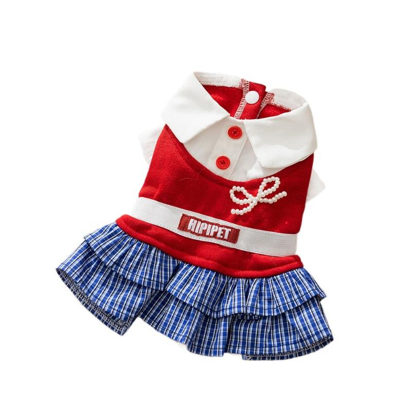 Pet clothes college pleated skirt teddy bear small medium dog couple clothes autumn and winter dog clothes