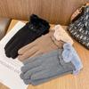 Suede Gloves Autumn and Winter Women's Cute Korean Version Plus Velvet Thickened Warm Five Finger Gloves for Students To Prevent Cold Riding Tide