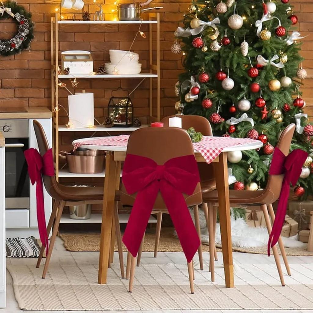 Wine Red Velvet Bow Chair Back Cover: A Retro- Chair Decoration That Unlocks The Sophistication Of Your Home