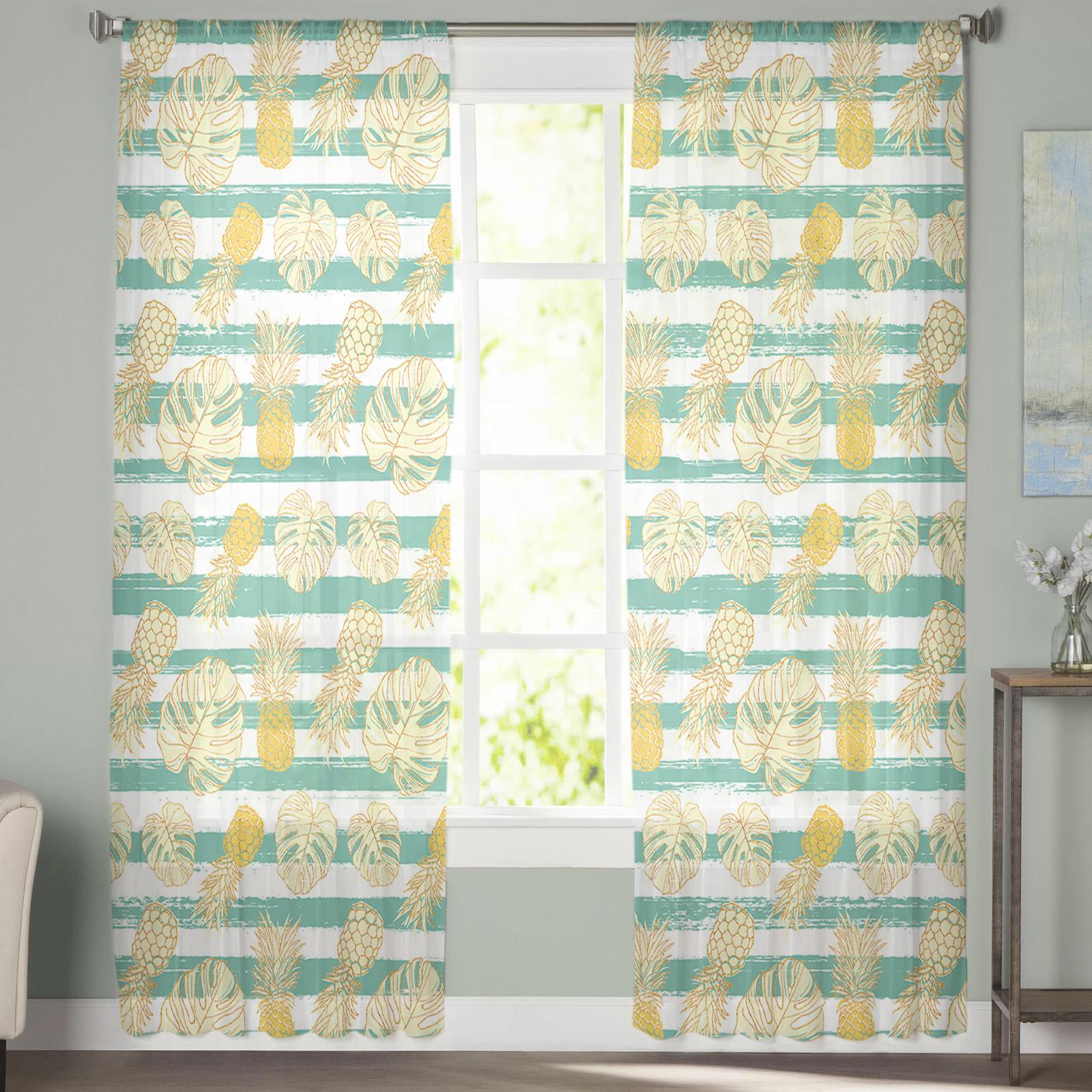 Тропические растения в полоску с ананасом — фото 3