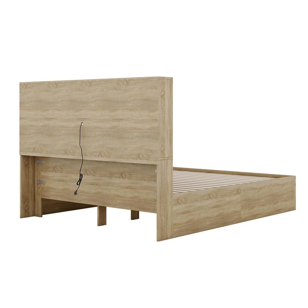 Doppelbett Holzbett 160x200cm, Stauraumbett mit 2 Schubladen und Ablagefach, Funktionsbett mit Lattenrost, Ohne Matratze