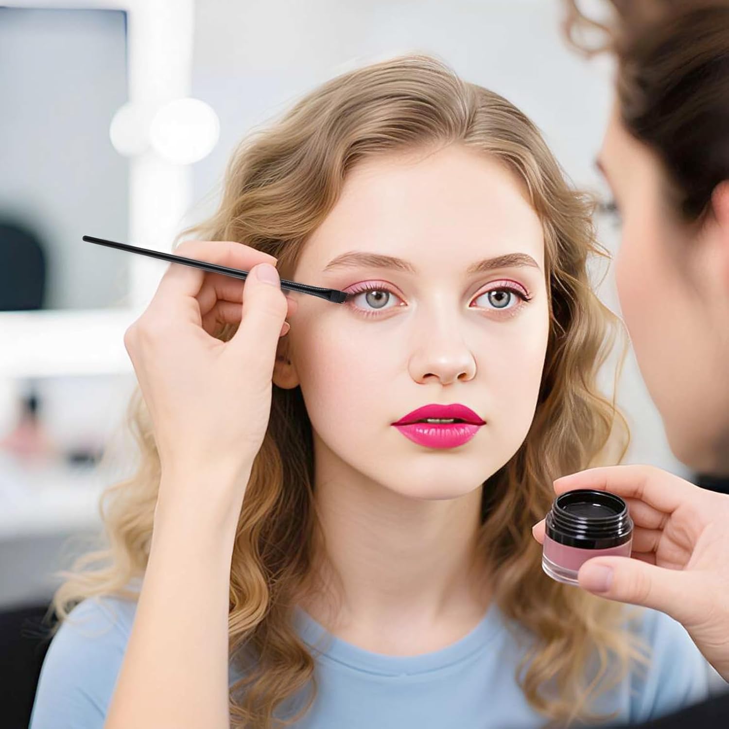 5 PCS Thin Eyeliner Brush, Professional Flat Angled Eyeliner Brush, Soft Eyeliner Smudge Brushes, Small Makeup Brushes for Professional Beauty