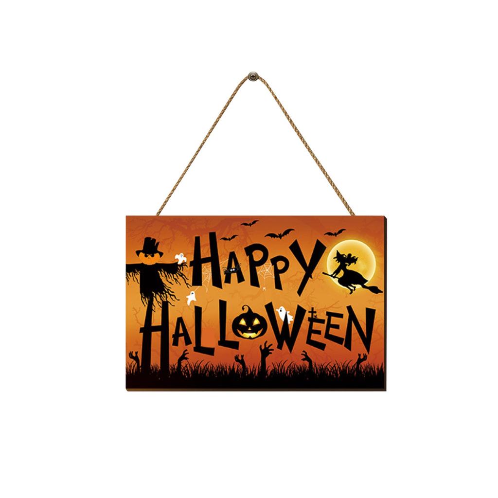 Wooden Halloween Doorplate Decoration Pendant Decoration Horror Festival Atmosphere Door Hanging