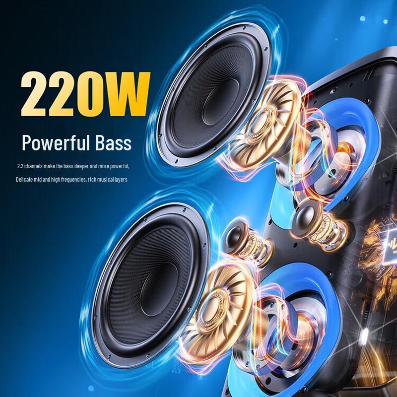 W-King T12 Portable Party Speaker with Karaoke & RGB Lights CN Plug (adapter Included)