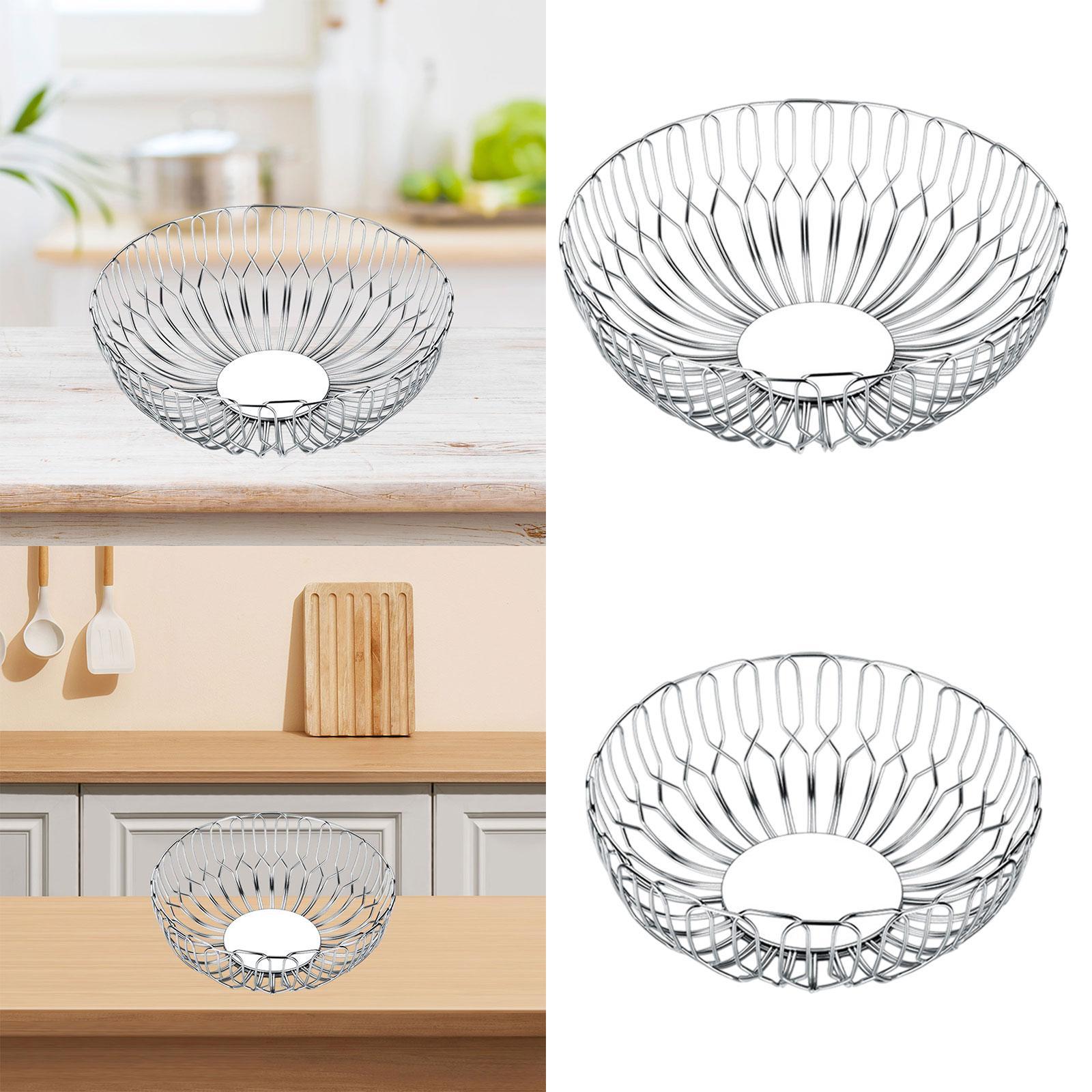 Stainless Steel Fruit Basket Decorative Fruit Bowl Large Capacity Versatile Lightweight Round Storage Basket for Restaurant Medium