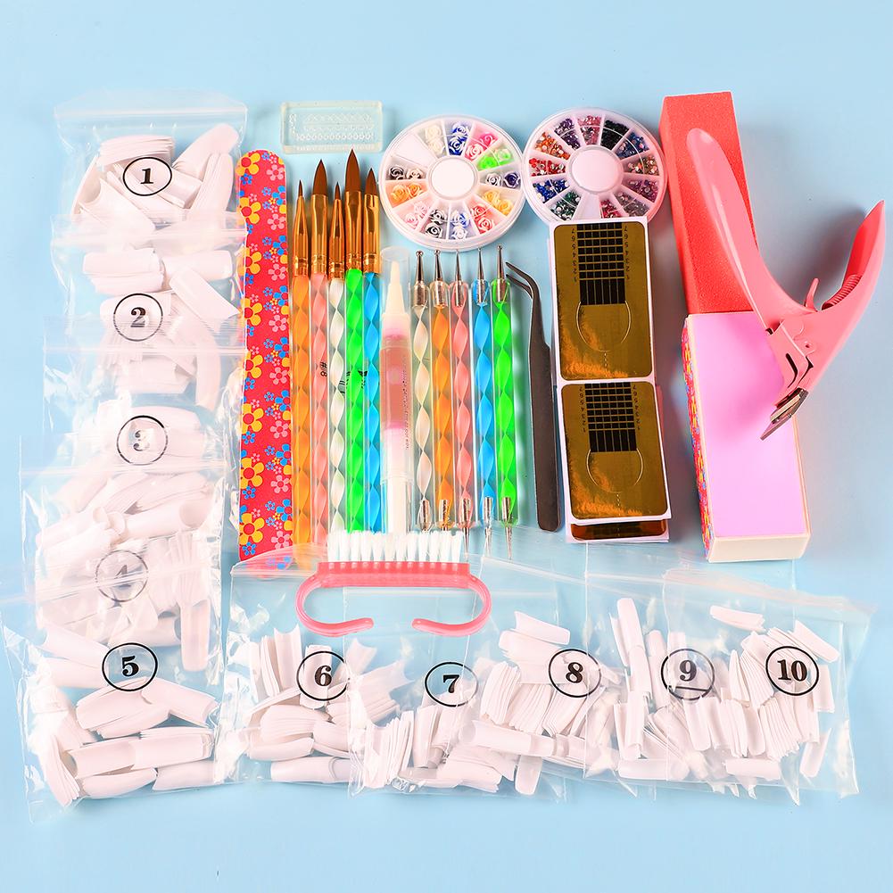 Buy COSCELIA Pro Acrylic Power Nail Kit Acrylic Tips Cutter Glitter Rhinestones File Brush