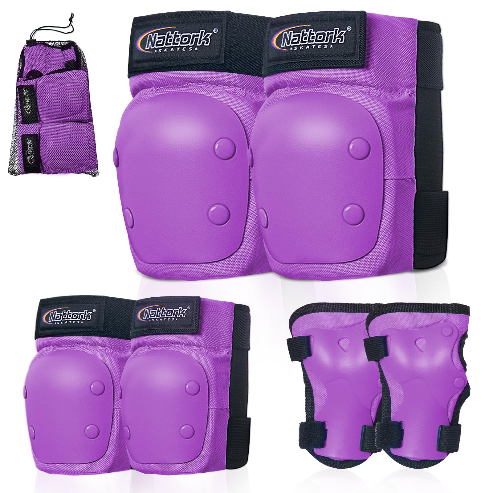 

Nattork Skateboard Protector Set with and Knee Guards for Kids and Includes Storage for and Motorcycles 6-Piece Wrist, Elbow, Adults, Bag, Bicycles, фиолетовый