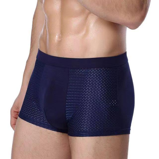 Men's Ice Silk Cooling Mesh Breathable Quick-Dry Seamless Boxer Briefs