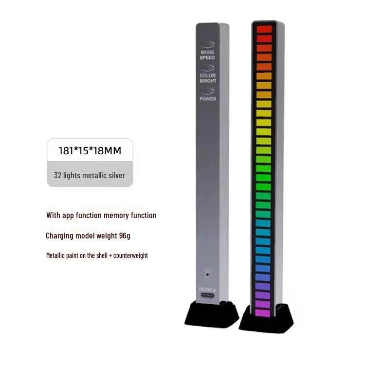 Bluetooth Voice-Controlled RGB Sensor LED Light Bar - Music Rhythm & Atmosphere Light for Desktop or Car.