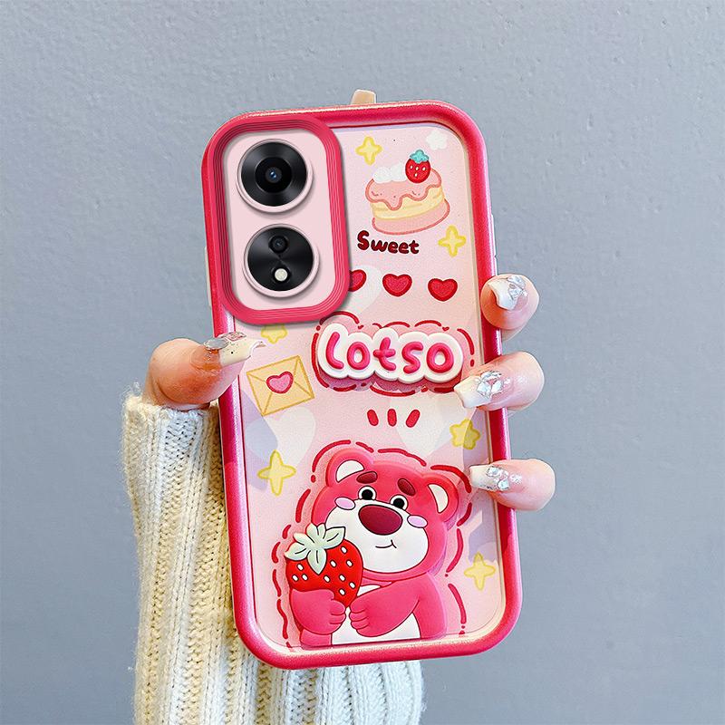 KEYSION Shockproof Case for OPPO A18 A38 A58 A78 A98 5G with Lanyard Silicone Cute 3D Cartoon Doll Phone Cover for OPPO A17 A17K