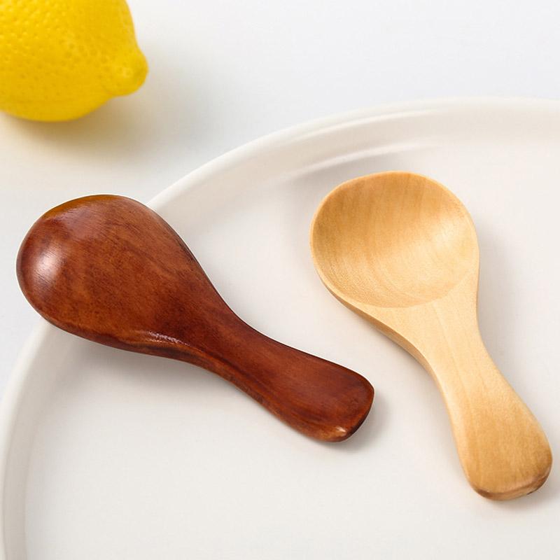 Mini Wood Teaspoons Seasoning Scoop Honey Coffee Spices Teaspoon Short Handle Spoon Cooking Household Kitchen Gadgets Tableware