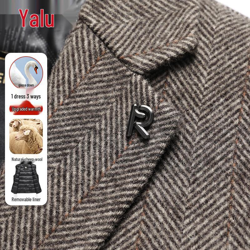 Yalu Men's Goose Down Wool Blend Business Casual Blazer