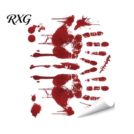 PVC Scary Footprint Decals Halloween Horror Stickers, with Spooky Handprints Footprints Printed, Self-adhesive Skeleton Wall Art Decals, for Party And