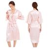 Women's Silk Satin Pajamas 2Pcs Sexy Silky Pj Robe Set with Chemise Nightgown