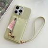 For iPhone 15 Pro Max Case Card Slots Kickstand PU Leather Back Cover with Zipper Pocket,Wrist Strap