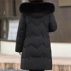Középkorú Nők Téli Kabátok Kapucnis Műszőrme Gallér Felsőruházat Laza Elegáns Plus Size Hosszú Parkák Vastag Meleg Női Dzsekik