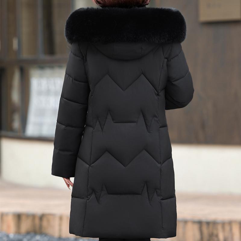 Wintermäntel für Frauen mittleren Alters mit Kapuze, Kunstpelzkragen, Oberbekleidung, locker, elegant, Übergröße, lange Parkas, dicke, warme Damenjacken