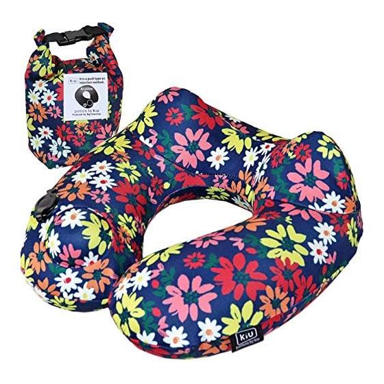 (KIU) kiu Neck Pillow, Washable Cover, Travel Supplies, Airplane Travel, Storage Pouch Included, Portable Pillow, U-Shaped Air Pillow, Press Type