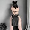 Egyptian Cat Cosplay Women Sexy Lingerie Costumes Porn Outfit Bandage Crothless Dress with Gold Chain and Panties Set