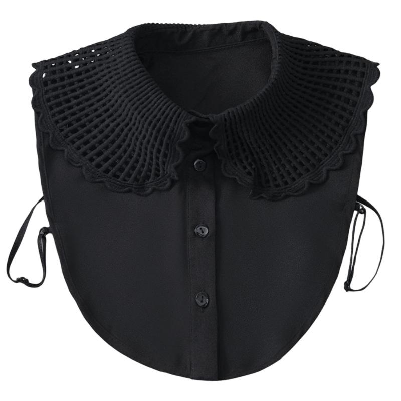 Breathable Cotton Polyester False Collar With Peplum Shoulder Design Easy To Wear Fashion Neckpiece For Daily Outfits
