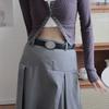 Modern Pu Womens Casual Belt With Decorative Oval Metal Mirror Buckle For Fashion Style Forward