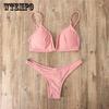 WTEMPO Marke Split Badeanzug Pit Strip Stoff Damen Bikini V-Knopf Sexy Bikini Badeanzug