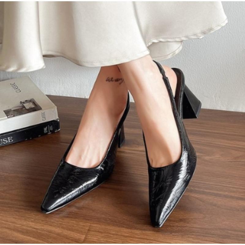 Fashion New Style Fashion Women's Black Sandals Women's Sandals Pointed Pumps Women Shoes Office Dress Shoes Sexy Square Heel High Shoes